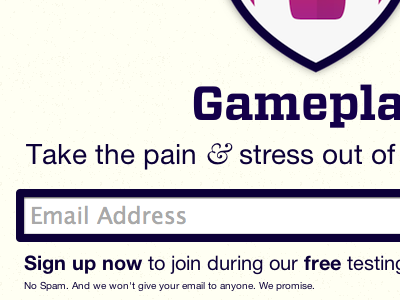 Gameplan Homepage ampersand email helvetica