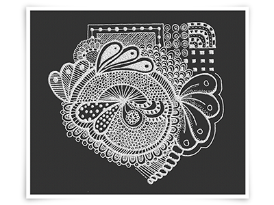 White On Black Zentangle