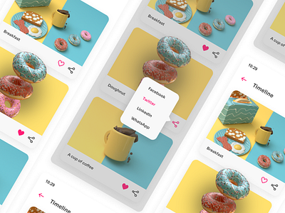 DailyUI #010 - Social Share 010 3d bacon coffee dailyui dailyui010 donuts doughnut egg icon mobile share social social share ui ux