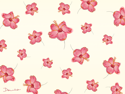 Hibiscus digital painting flowers hibiscus illustration pink