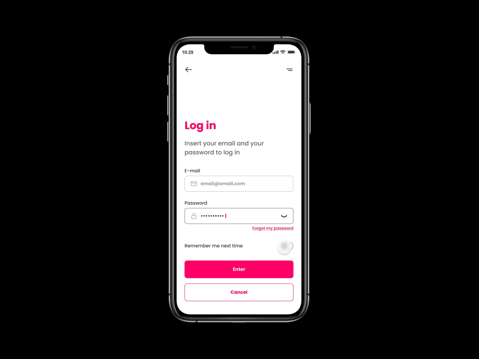 DailyUI #15 - On/Off Switch dailyui icon login minimal mobile off on pink switch toggle ui ux