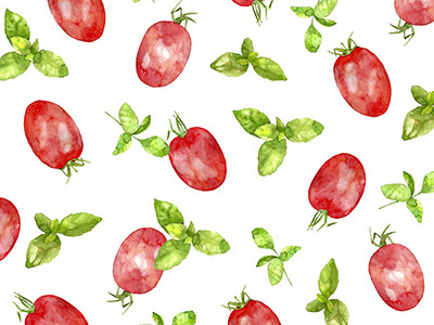 Pattern food illustration pattern tomato watercolor