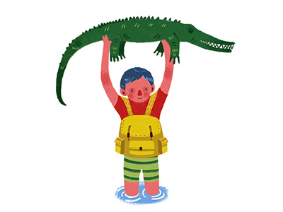 Crocodile boy crocodile digital art illustration lake summer