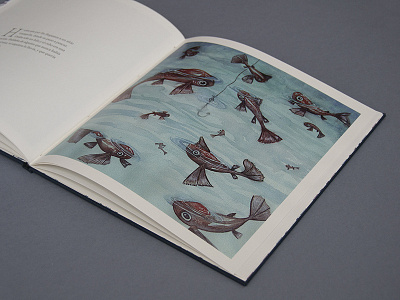 Book book fish fishing hook illustration ink river sea watercolor