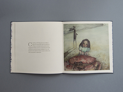Book book crab girl illustration ink sand sea shore umbrella watercolor