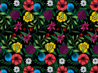 Flowers digital art flower illustration leaves pattern summer