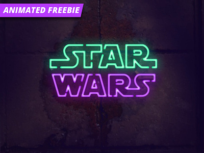 Neon Photoshop Animation animated free freebie light logo mockup neon star wars