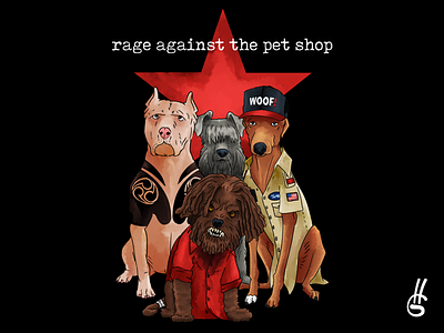 Rage Against The Pet Shop band art branding design illustration painting rock and roll t shirt t shirt design