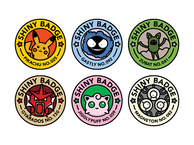 Shiny Pokemon Badges badges illustration line logo pokemon shiny vector