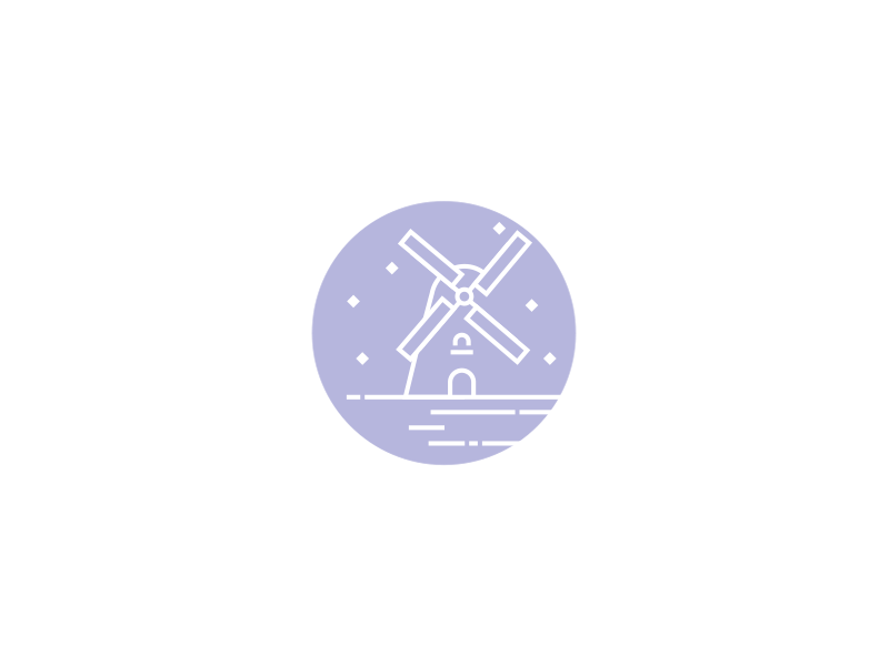Nighttime Windmill. gif illustration lines logo vector windmill