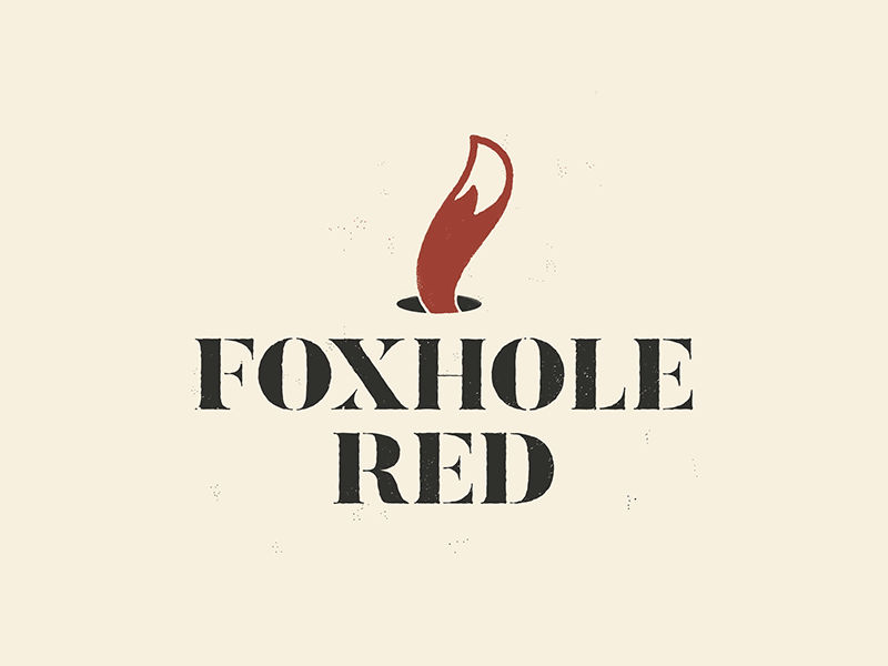 Foxhole Red Wine fox foxhole illustration logo packaging red tail typography vector wine wine label winery