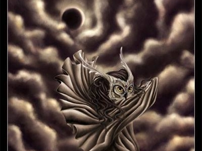 Owl dark digital art genius illustration light owl wacom
