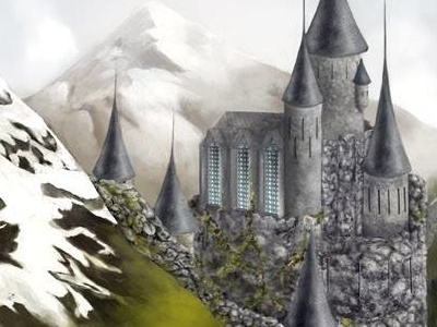 Castle castle digital art genius illustration lake light mountains trees valley wacom