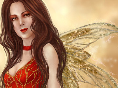 Fairy brunette digital art genius girl illustration light red wacom