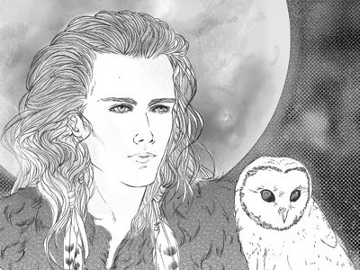 Owl master chaman dark digital art genius illustration light master moon owl trainer wacom