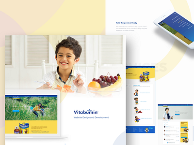 Kids Herbal Supplements Website #2 blue herbal kids landingpage supplement ui ux vitabumin website yellow