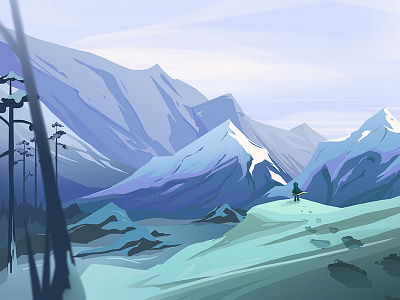 Mountains Are Calling background character design environment mountains nature painting photoshop snow