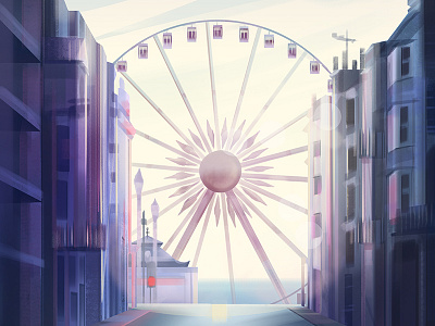 Wheel background background design carnival character design environment environment design fair ferris wheel illustration light