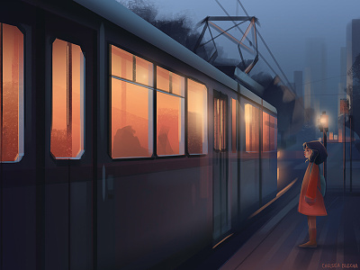 Coasting background background design character design environment environment design illustration light night train