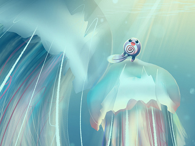 Jellyfish Fields background design environment illustration light ocean painting pokemon sea underwater