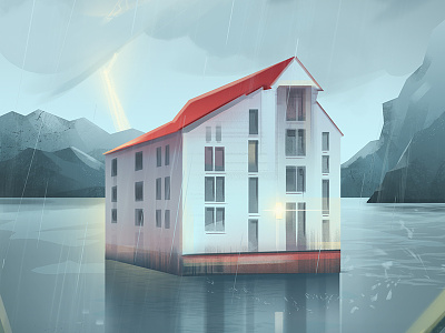 Solitude background design environment home illustration light nature outdoors painting rain sea storm