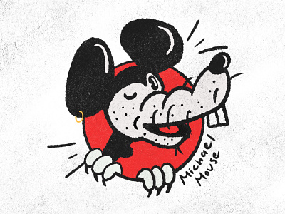 Michael Mouse cartoon character design disney disneyland gritty illustration mickey mouse old school punk rebrand