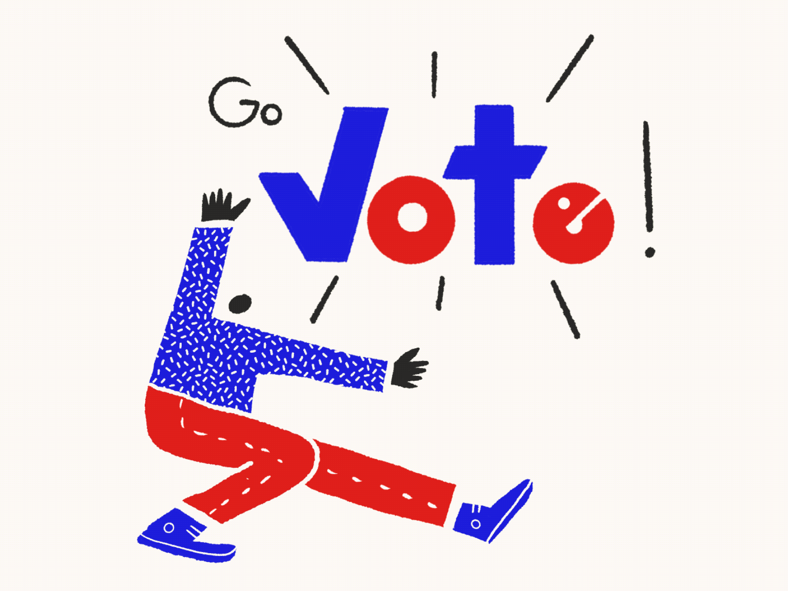 Go Vote! california character design graphic design illustration los angeles polls rock the vote super tuesday typography united states vote voter voting
