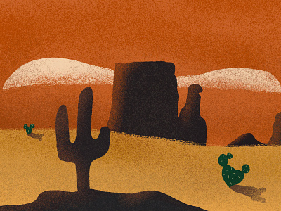 Mesa Landscape cacti cactus cowboy desert graphic design illustration landscape landscape illustration orange west western yeehaw