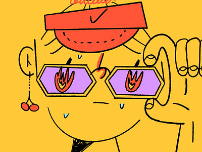 Heatwave character design cherry fire heat heatwave hot illustration los angeles nike summer sunglasses sweat visor yellow