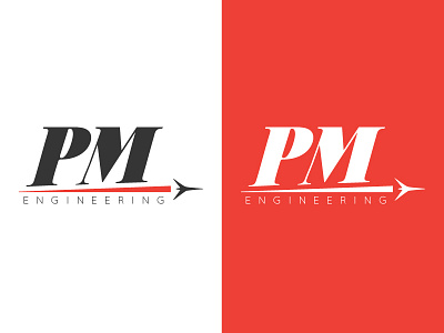 PM Engineering Logo aerospace airplane branding engineer logo machine shop orange plane