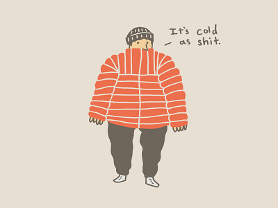 It's Cold as Shit beanie california character design chilly christmas cold graphic design illustration jacket los angeles orange winter