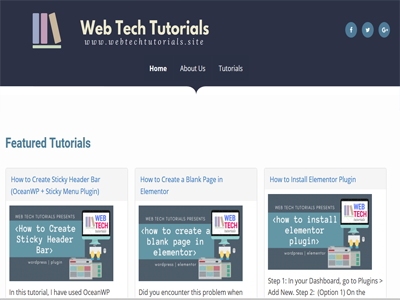 Web Tech Tutorials Home Page (Redesigned)