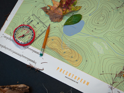 Presutopeum - Topo map adventure branding compass lumberjack map