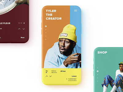 Tyler, the Creator mobile concept grid iphonex minimal mobile site store web