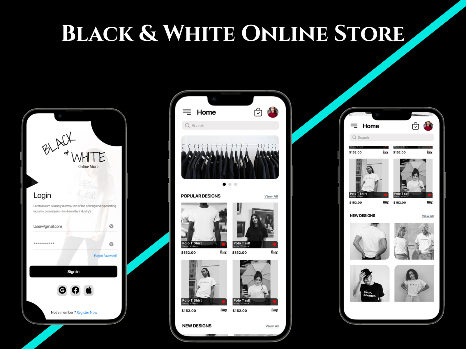 Black & White Mobile App by tharuka on Dribbble