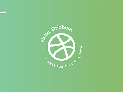 Hello, Dribbble. debut dribbble gradient green icon minimal white