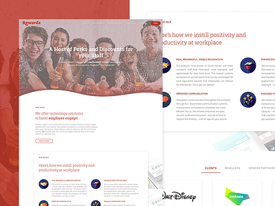 Rewardz - Landing Page design landing minimal red ui ux web design website wellness