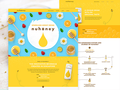 Nuhoney - Homepage Design beverage bright colorful design honey landing singapore ui web design website yellow