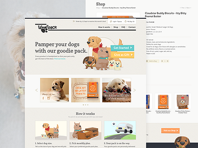 Dog Goodies Subscription Website dog treats ecommerce illustration landing page pets website subscription web design woofpack