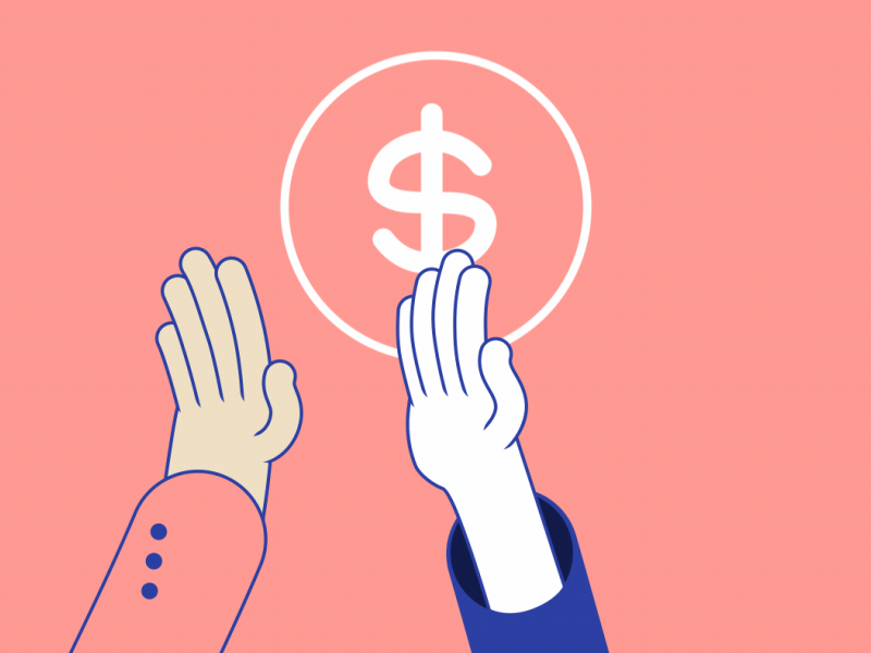 Good Investment 2d design dollar dot explainer hand investment motion startup vector