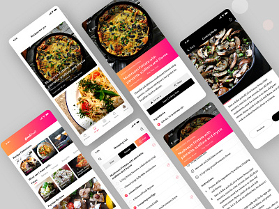 Food Recipe App Screens design food food app mobile app recipe app ui ux visual design