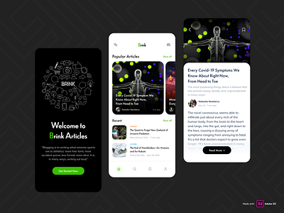 Brink Articles- Blog App app blog blogger blogging design flat icon illustration ux visual design