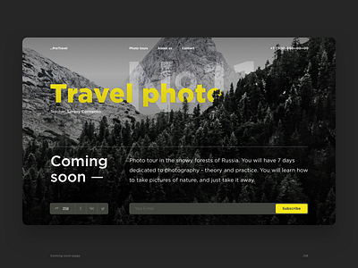Coming soon 048 coming soon daily ui dark ui design layout photo subscribe travel web