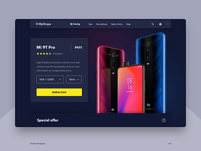 Phone shop 053 daily ui dark ui e commerce mobile product store web