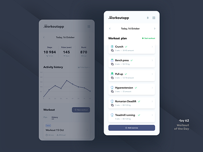 Workout of the Day 062 app daily ui exercise listing mobile sport workout
