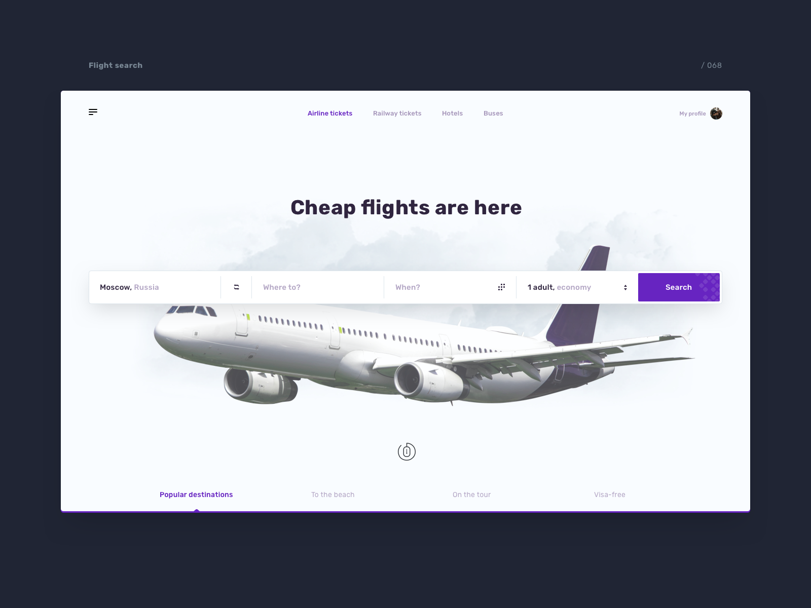 Flight search by Sergey on Dribbble