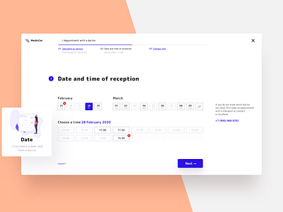 Appointment with a doctor appointment doctor illustration layout medical modal popup stepper ui ux web