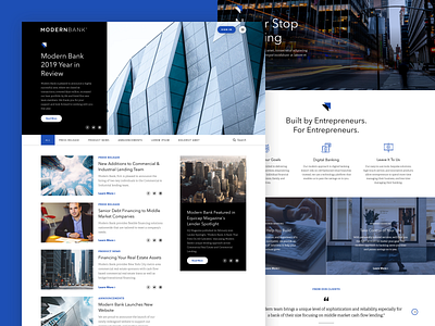 ModernBank - Website Redesign adobexd bank banking black blog blue figma finance homepage minimal modern modern design new york redesign ui web white