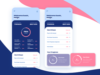 Home Flow — Mobile Application adobexd blue minimal mobile app mobile ui modern pink redesign ui white