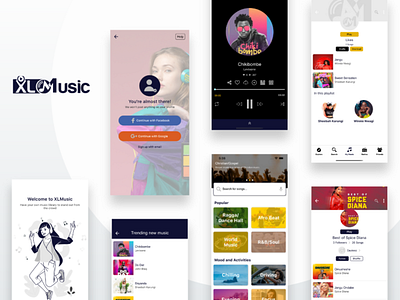 XLMusic - Music Streaming App Design mobile app music app music app design music streaming app ui design uiux design ux design